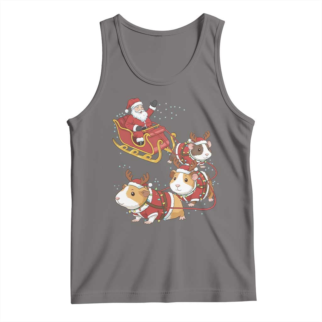 Funny Christmas Guinea Pig Lover Gift Tank Top Santa Pig Sleigh Crew TS12 Deep Heather Print Your Wear