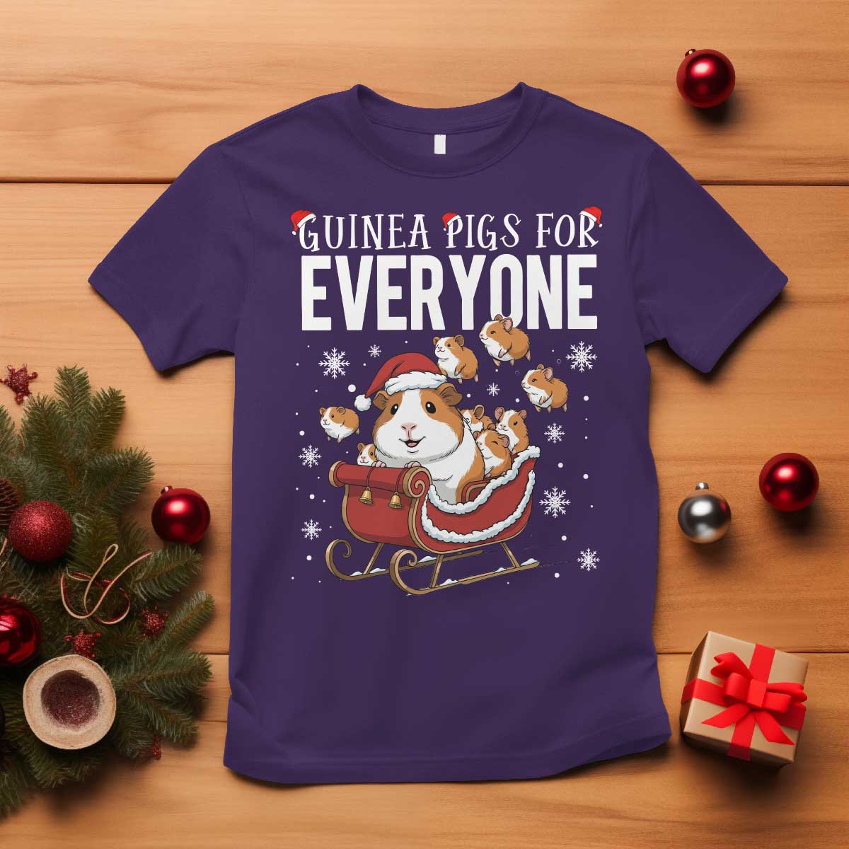 Christmas Guinea Pigs For Everyone T Shirt Funny Cavy Lover Gift TS12 Purple Print Your Wear