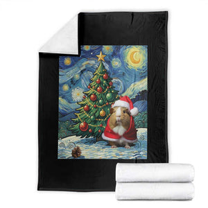 Santa Guinea Pig Starry Night Inspired Throw Blanket Funny Christmas Gift TS12 Black Print Your Wear
