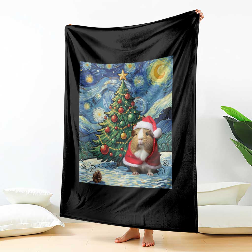 Santa Guinea Pig Starry Night Inspired Throw Blanket Funny Christmas Gift TS12 Print Your Wear