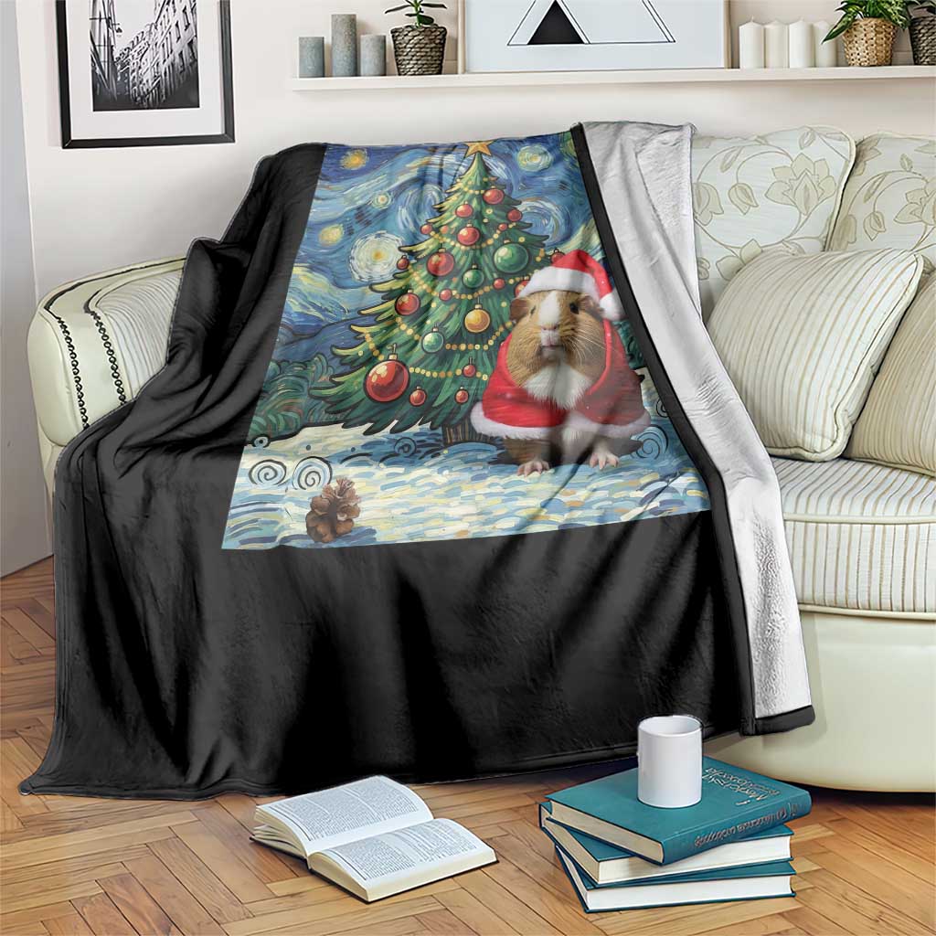 Santa Guinea Pig Starry Night Inspired Throw Blanket Funny Christmas Gift TS12 Print Your Wear