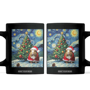 Santa Guinea Pig Starry Night Inspired Coffee Mug Funny Christmas Gift TS12 Black Print Your Wear