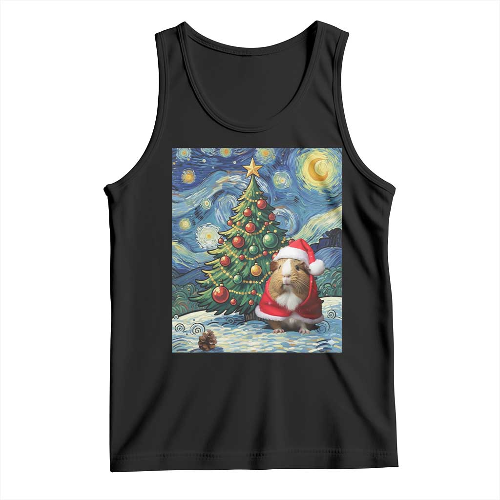Santa Guinea Pig Starry Night Inspired Tank Top Funny Christmas Gift TS12 Black Print Your Wear