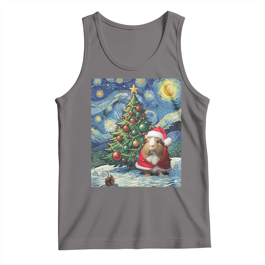 Santa Guinea Pig Starry Night Inspired Tank Top Funny Christmas Gift TS12 Deep Heather Print Your Wear