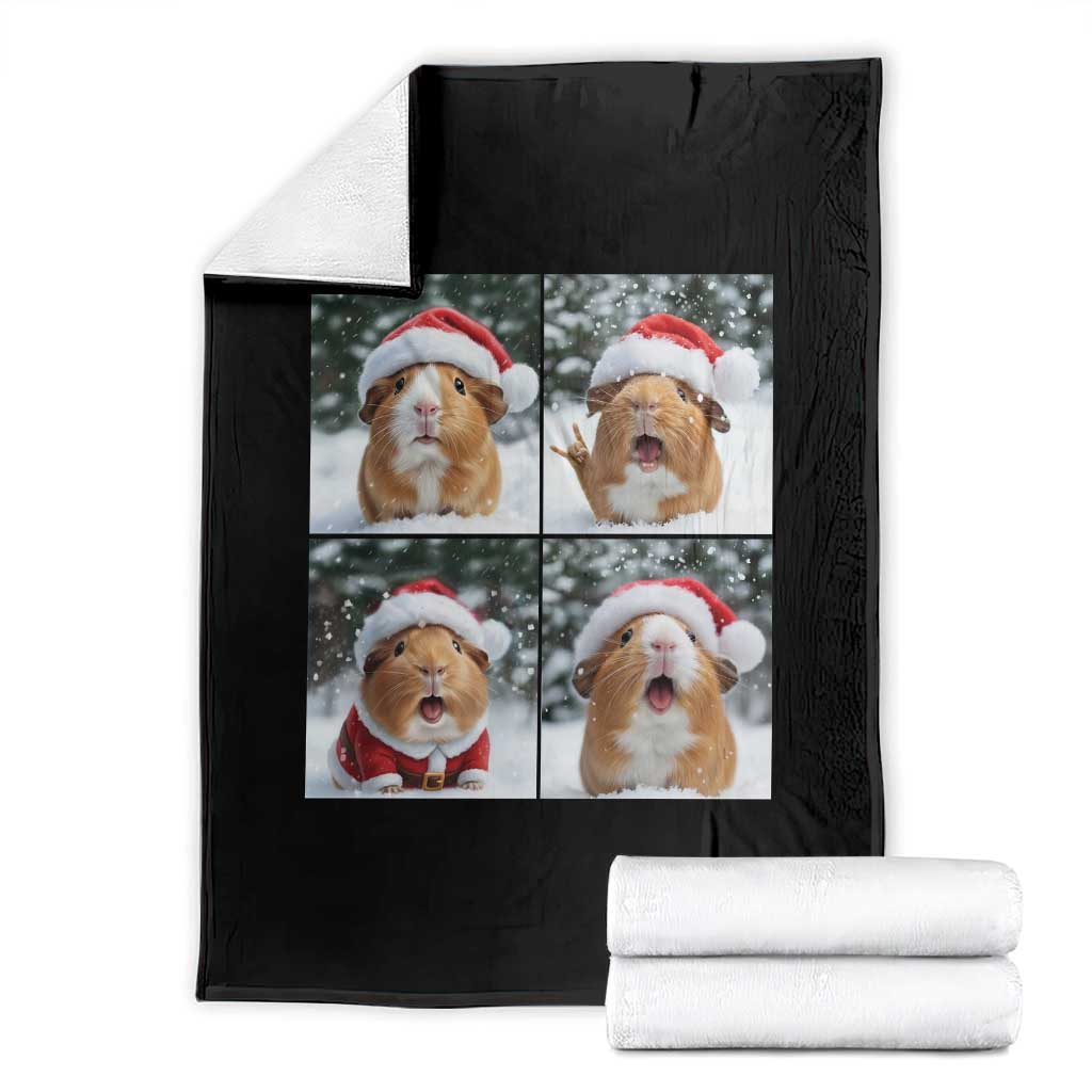 Funny Guinea Pig With Santa Hat Photobooth Throw Blanket Christmas Gift TS12 Black Print Your Wear