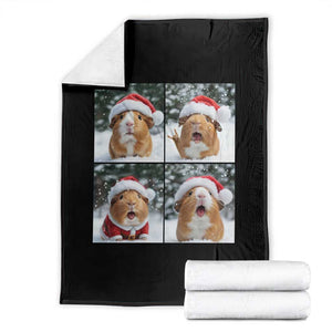 Funny Guinea Pig With Santa Hat Photobooth Throw Blanket Christmas Gift TS12 Black Print Your Wear