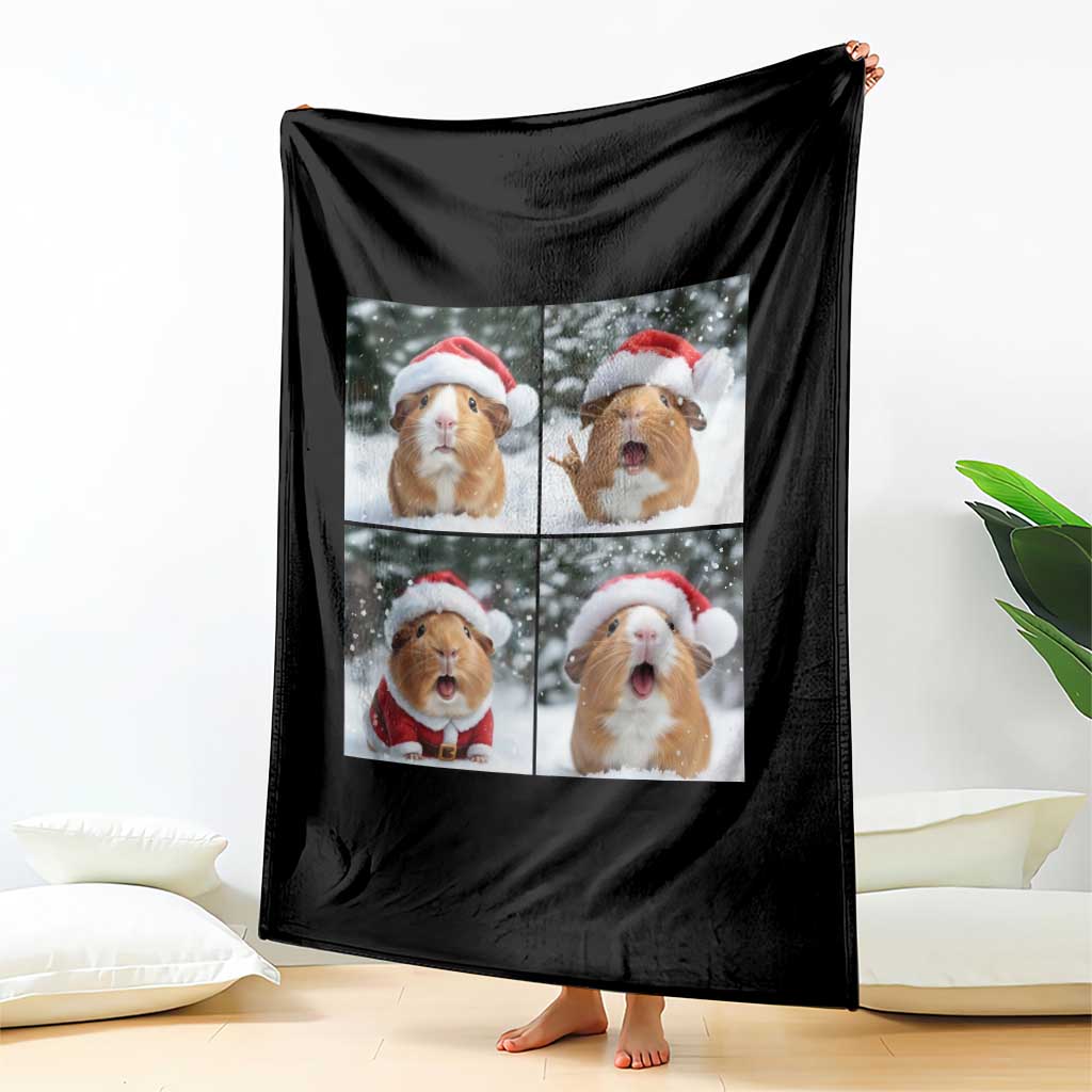 Funny Guinea Pig With Santa Hat Photobooth Throw Blanket Christmas Gift TS12 Print Your Wear