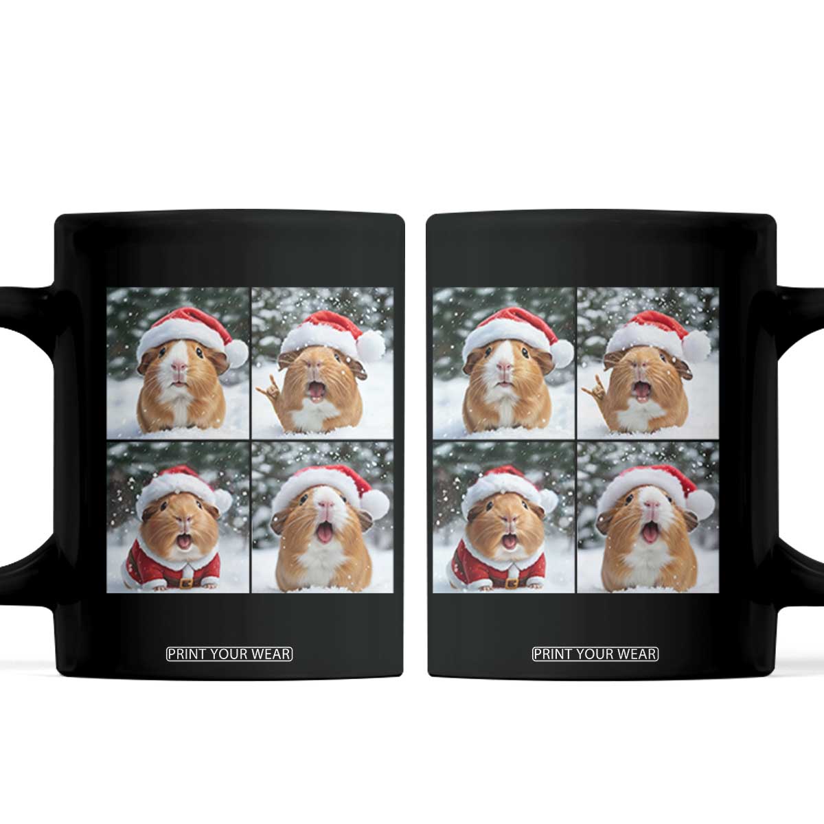 Funny Guinea Pig With Santa Hat Photobooth Coffee Mug Christmas Gift TS12 Black Print Your Wear