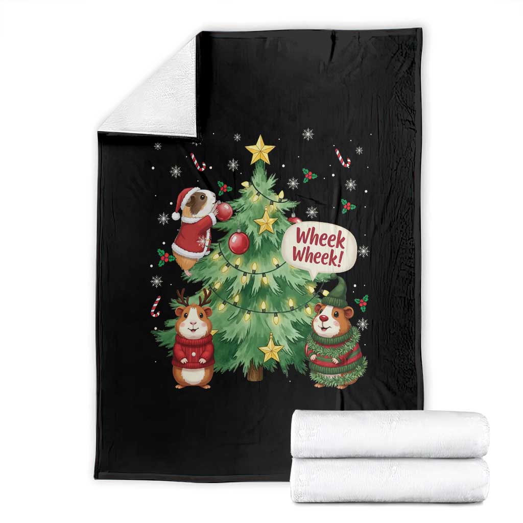 Wheek Wheek Guinea Pig Christmas Outfit Throw Blanket Cavy Lover Gift TS12 Black Print Your Wear