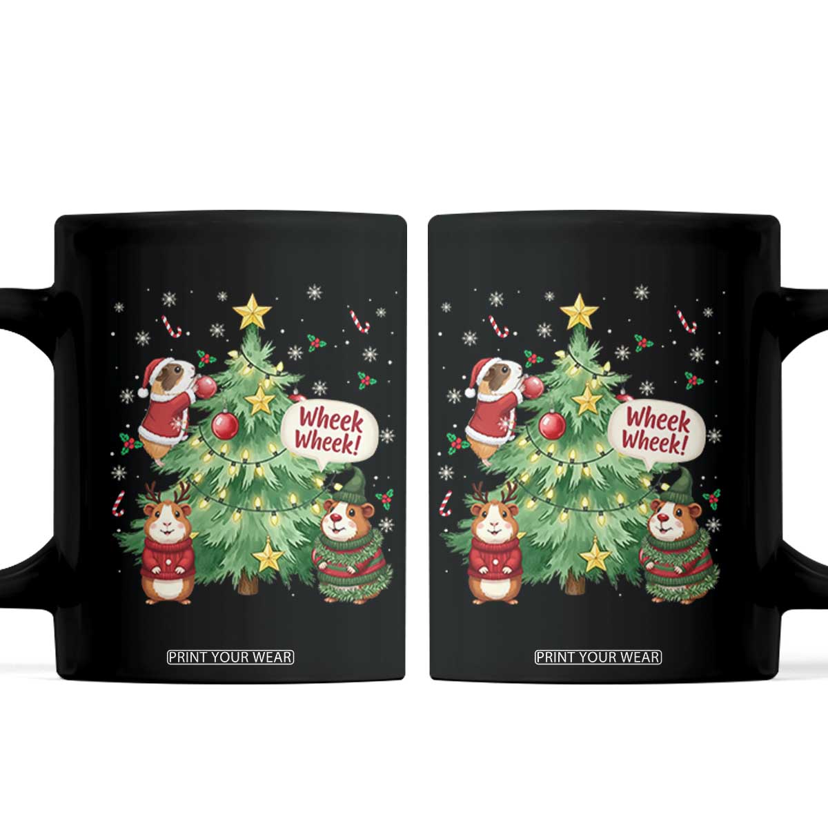 Wheek Wheek Guinea Pig Christmas Outfit Coffee Mug Cavy Lover Gift TS12 Black Print Your Wear