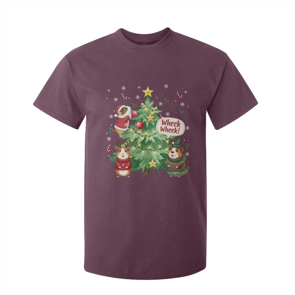 Wheek Wheek Guinea Pig Christmas Outfit T Shirt For Kid Cavy Lover Gift TS12 Maroon Print Your Wear