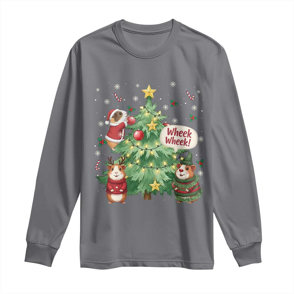 Wheek Wheek Guinea Pig Christmas Outfit Long Sleeve Shirt Cavy Lover Gift TS12 Charcoal Print Your Wear