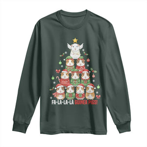 Fa La La La Guinea Pigs Long Sleeve Shirt Funny Christmas Cavy Lover Gift TS12 Dark Forest Green Print Your Wear