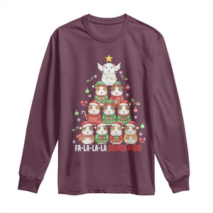 Fa La La La Guinea Pigs Long Sleeve Shirt Funny Christmas Cavy Lover Gift TS12 Maroon Print Your Wear