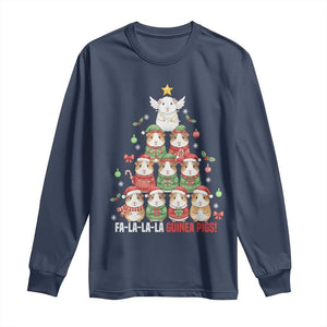 Fa La La La Guinea Pigs Long Sleeve Shirt Funny Christmas Cavy Lover Gift TS12 Navy Print Your Wear