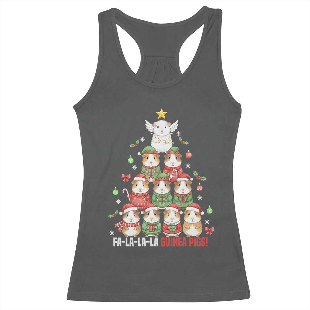 Fa La La La Guinea Pigs Racerback Tank Top Funny Christmas Cavy Lover Gift TS12 Dark Heather Print Your Wear