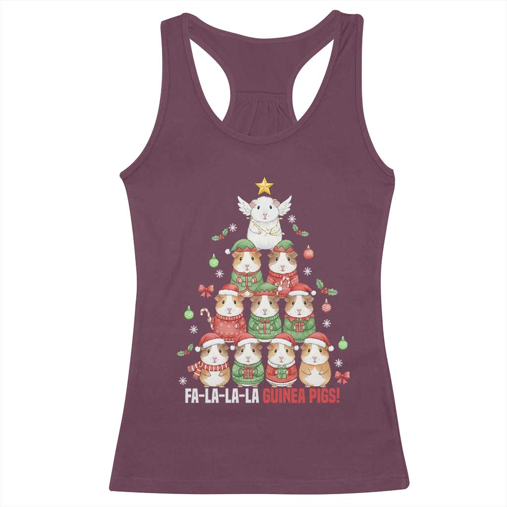 Fa La La La Guinea Pigs Racerback Tank Top Funny Christmas Cavy Lover Gift TS12 Maroon Print Your Wear