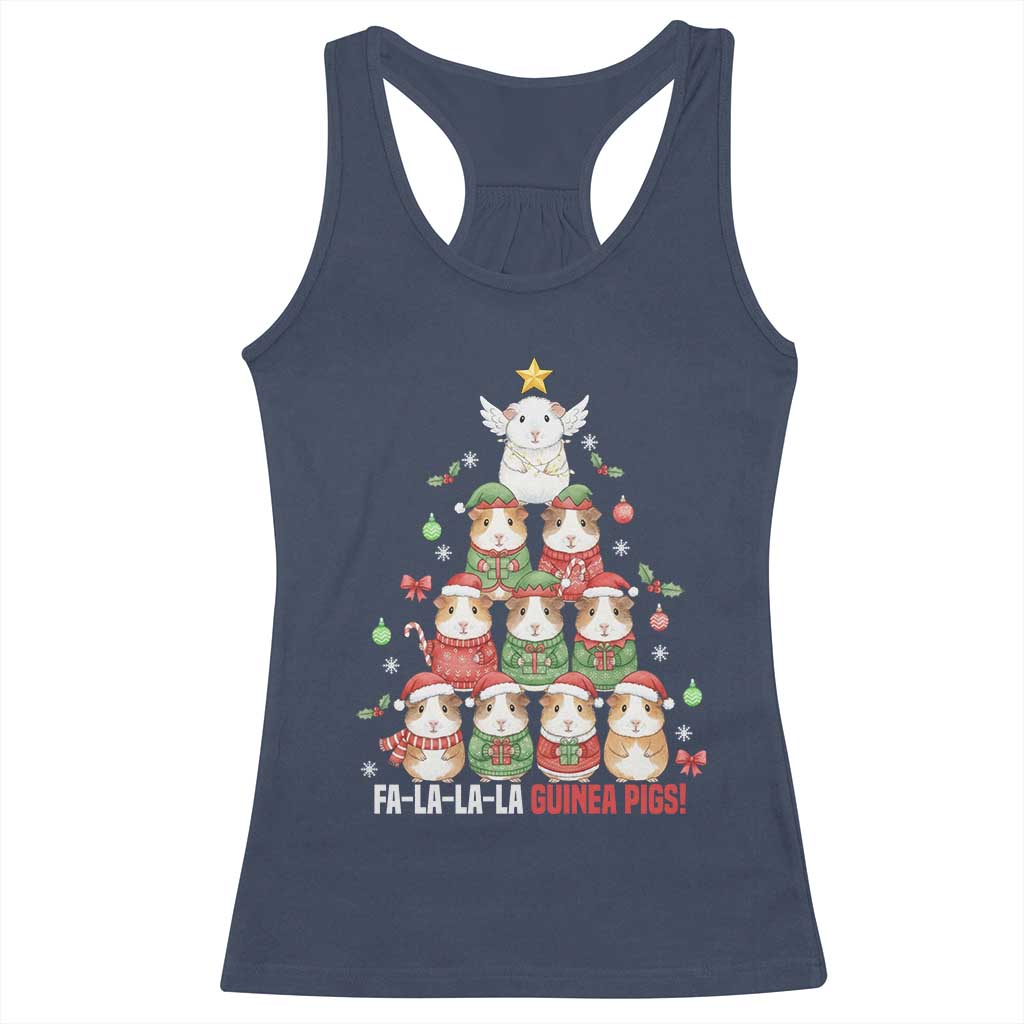 Fa La La La Guinea Pigs Racerback Tank Top Funny Christmas Cavy Lover Gift TS12 Navy Print Your Wear