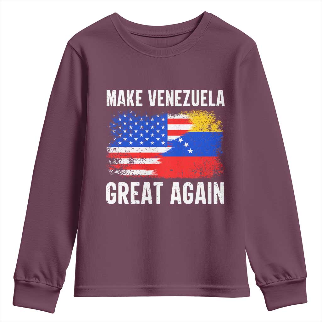 Make Venezuela Great Again Youth Sweatshirt Political Gift TS12 Maroon Print Your Wear