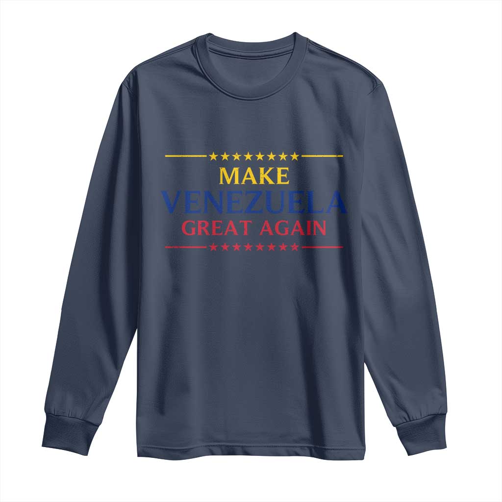 Venezuela Libre Long Sleeve Shirt Make Venezuela Great Again TS12 Navy Print Your Wear