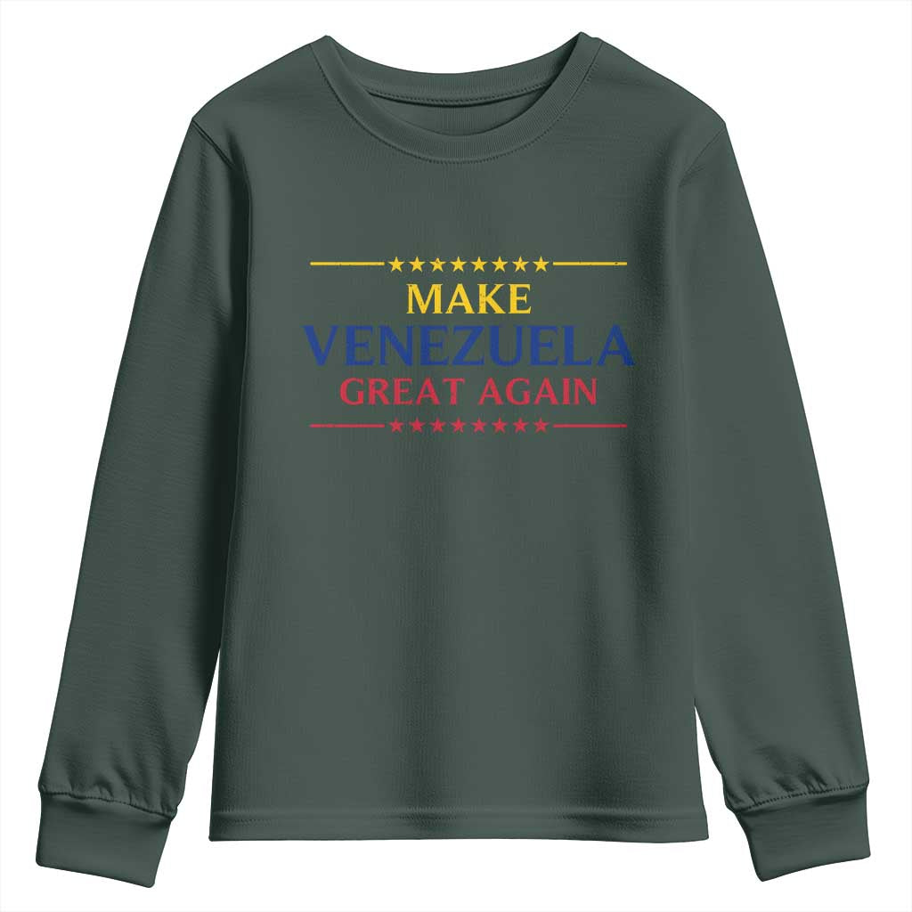 Venezuela Libre Youth Sweatshirt Make Venezuela Great Again TS12 Dark Forest Green Print Your Wear