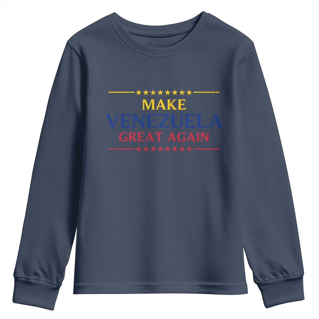 Venezuela Libre Youth Sweatshirt Make Venezuela Great Again TS12 Navy Print Your Wear