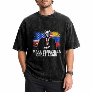 Venezuela Libre Washed Cotton T-Shirt Funny Trump Make Venezuela Great Again