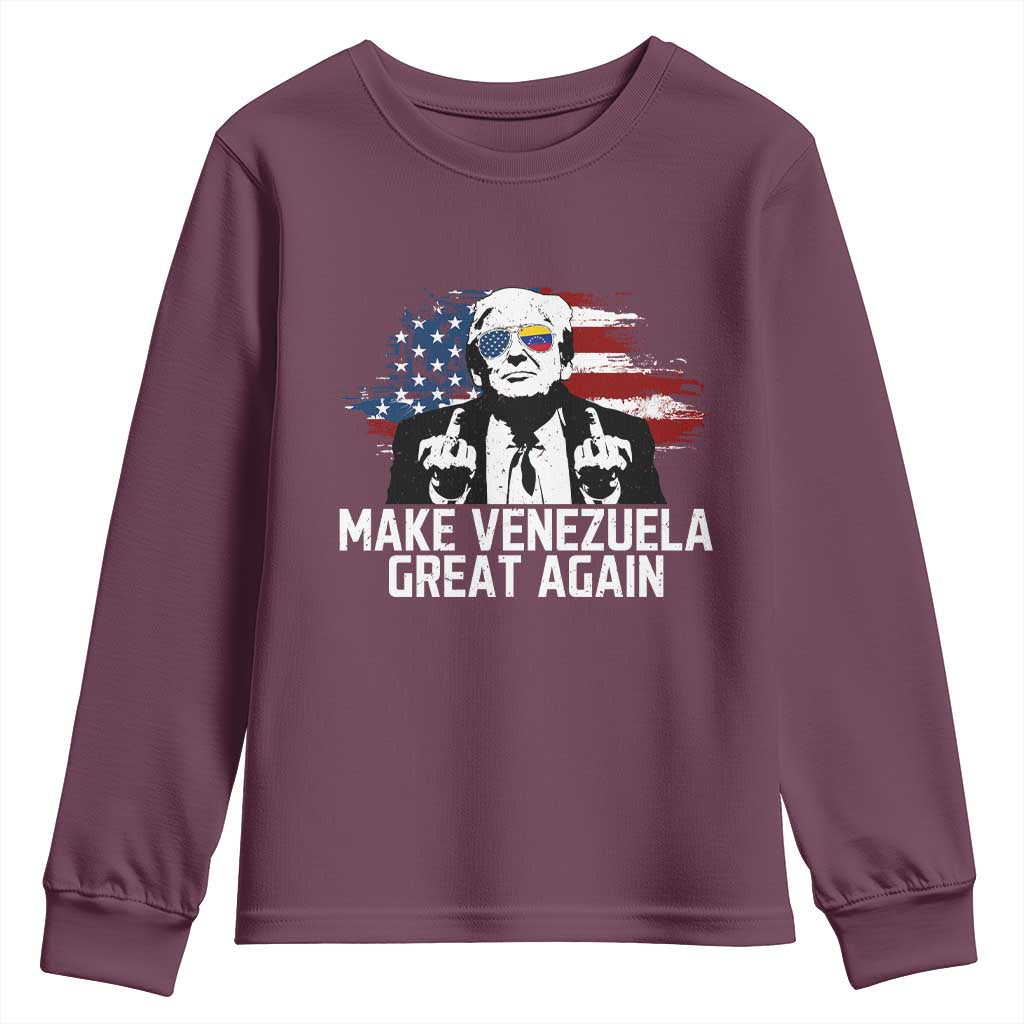 MVGA Make Venezuela Great Again Youth Sweatshirt Funny Political Gift TS12 Maroon Print Your Wear