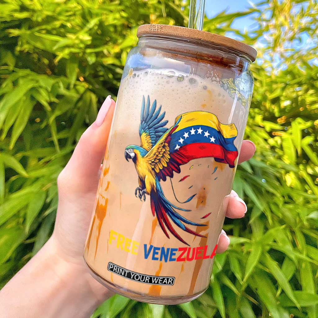 American Venezuela Support Freedom Glass Can Venezuelan Free TS12 White Print Your Wear