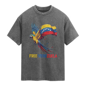 American Venezuela Support Freedom Washed Cotton T-Shirt Venezuelan Free