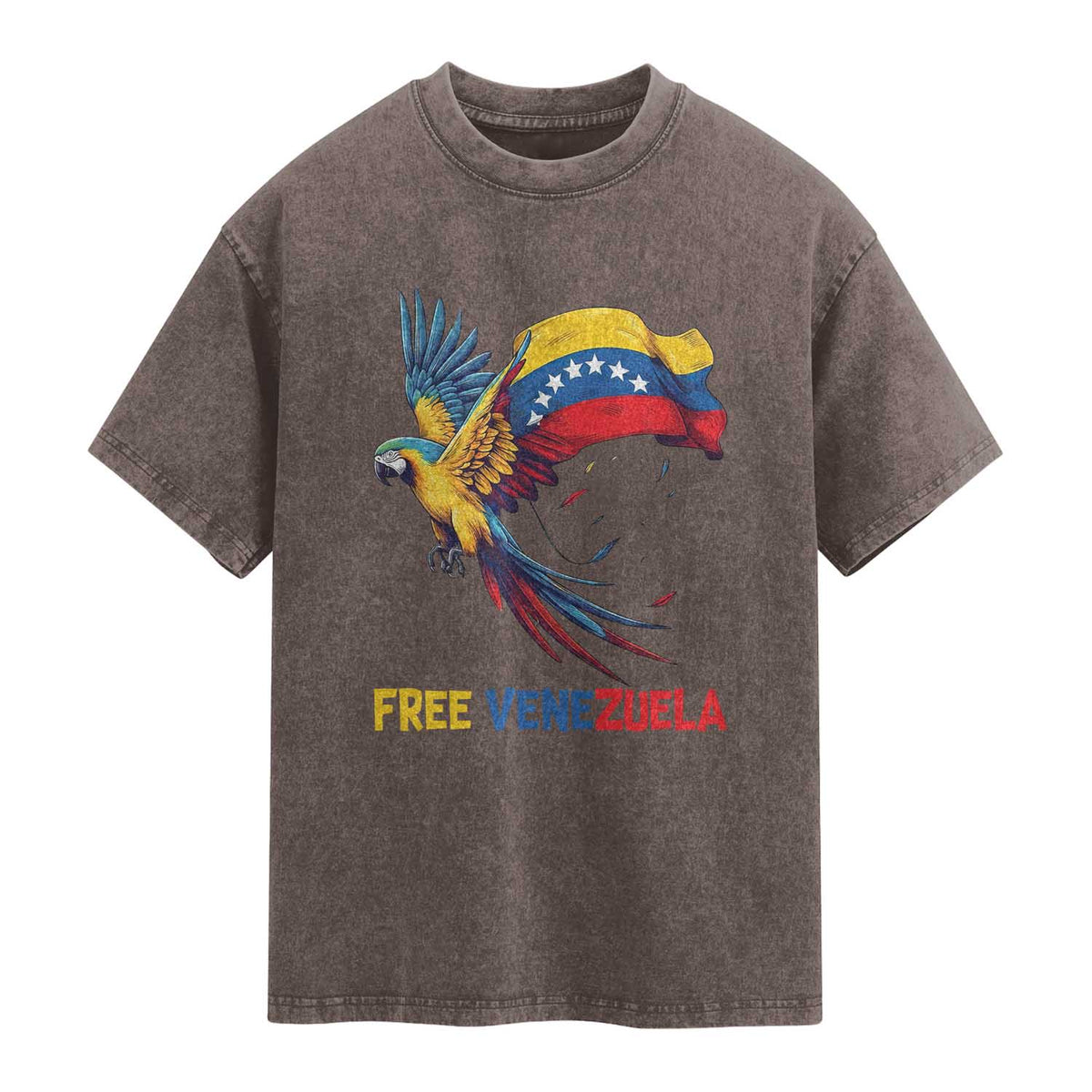 American Venezuela Support Freedom Washed Cotton T-Shirt Venezuelan Free