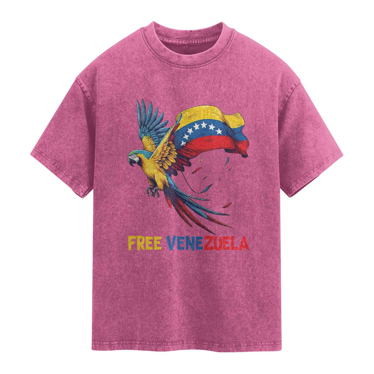 American Venezuela Support Freedom Washed Cotton T-Shirt Venezuelan Free