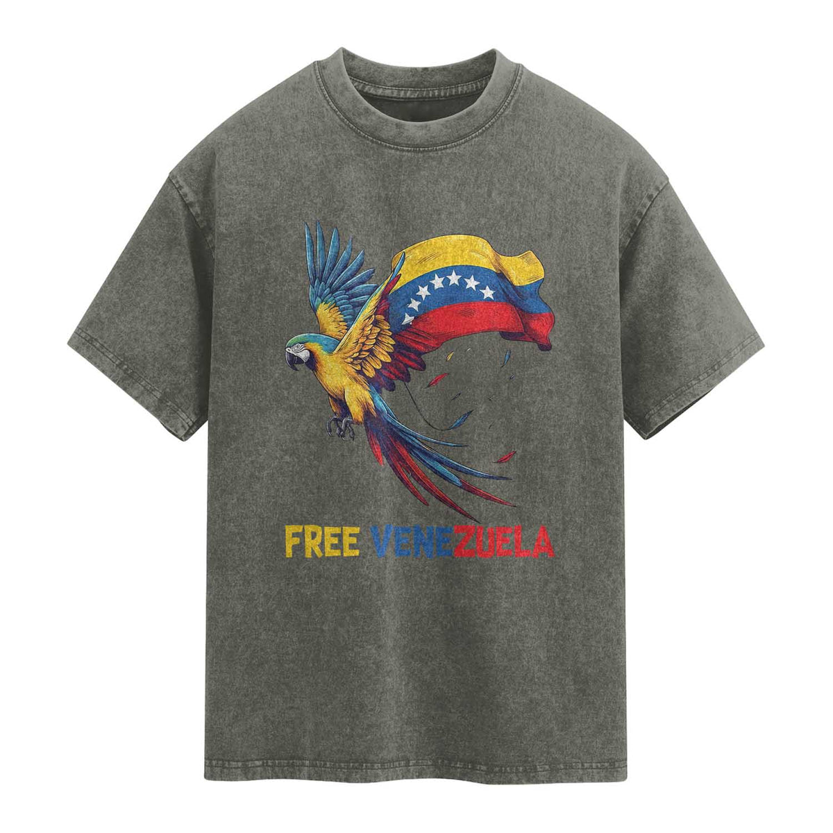 American Venezuela Support Freedom Washed Cotton T-Shirt Venezuelan Free