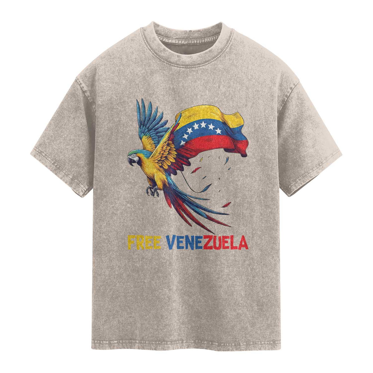 American Venezuela Support Freedom Washed Cotton T-Shirt Venezuelan Free