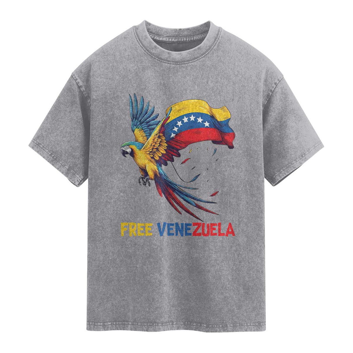 American Venezuela Support Freedom Washed Cotton T-Shirt Venezuelan Free