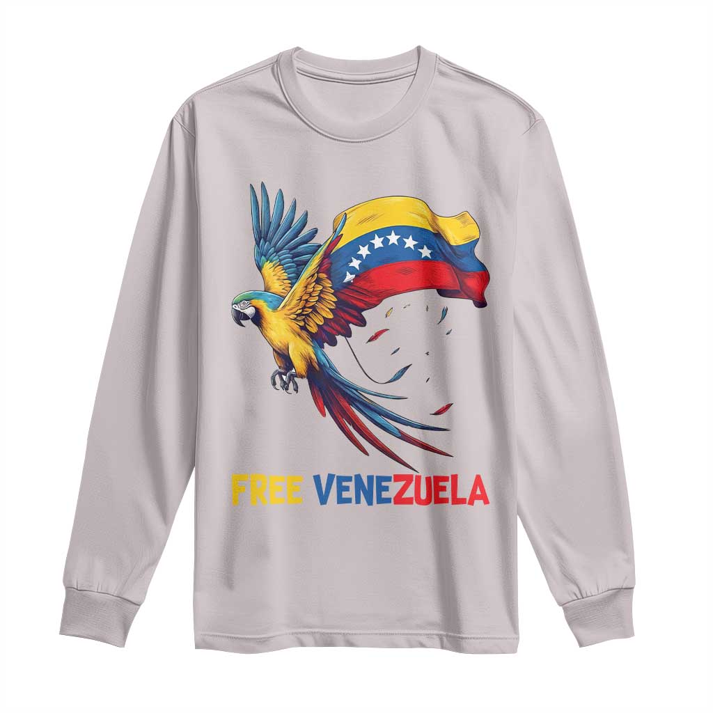 American Venezuela Support Freedom Long Sleeve Shirt Venezuelan Free TS12 Ice Gray Print Your Wear
