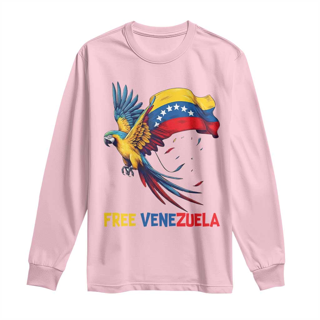 American Venezuela Support Freedom Long Sleeve Shirt Venezuelan Free TS12 Light Pink Print Your Wear