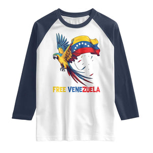 American Venezuela Support Freedom Raglan Shirt Venezuelan Free TS12 White Navy Print Your Wear
