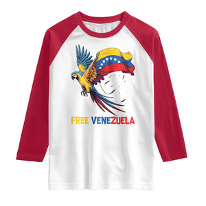 American Venezuela Support Freedom Raglan Shirt Venezuelan Free TS12 White Red Print Your Wear