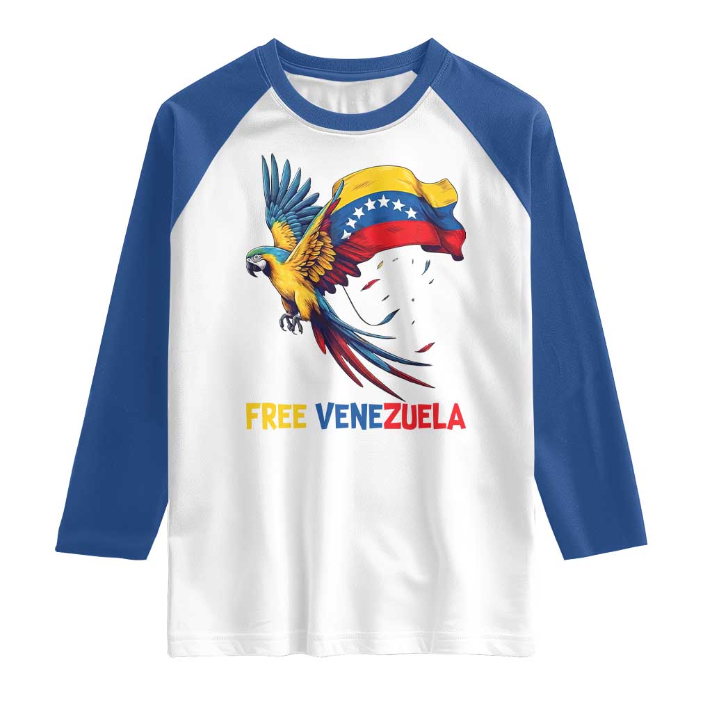 American Venezuela Support Freedom Raglan Shirt Venezuelan Free TS12 White Royal Print Your Wear