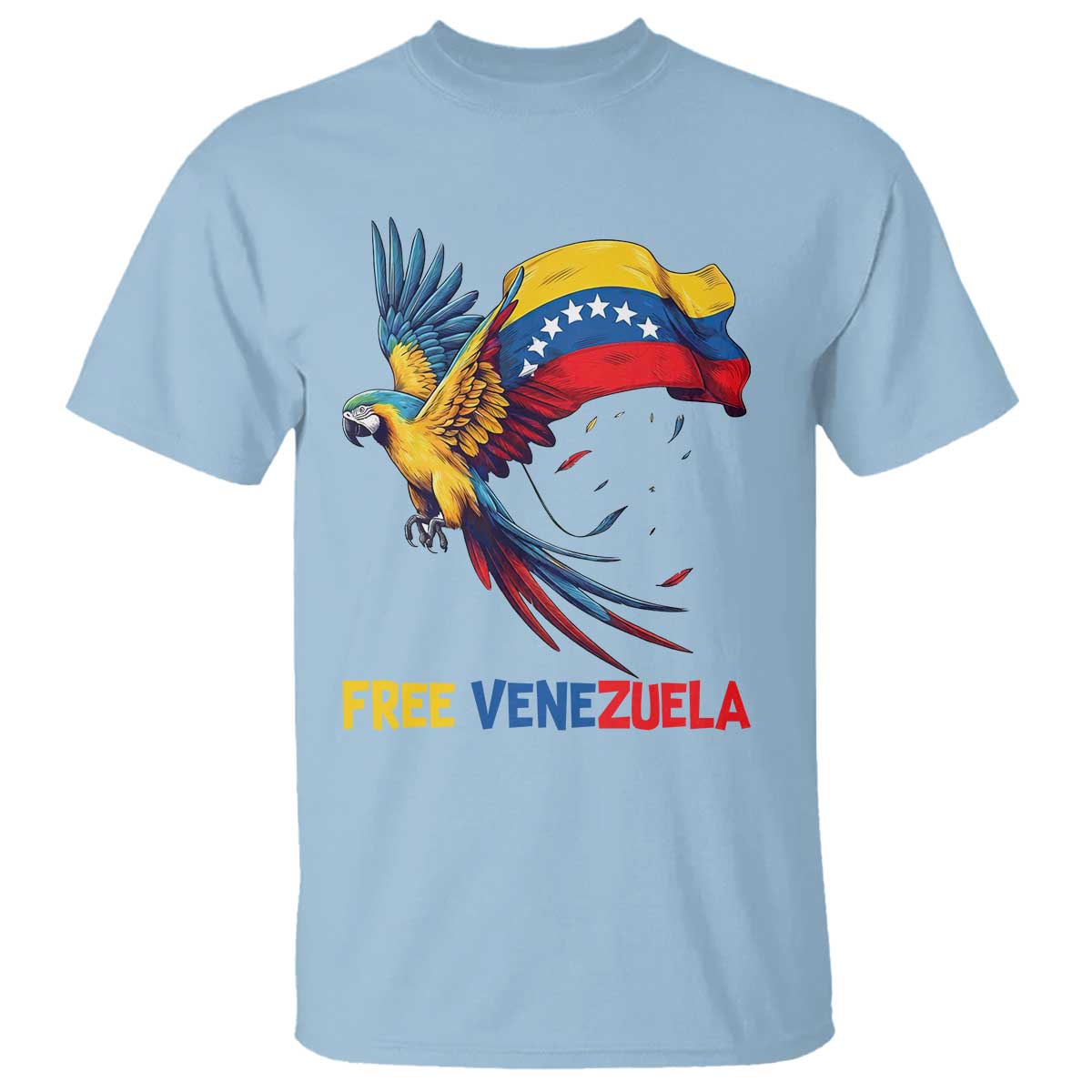 American Venezuela Support Freedom T Shirt Venezuelan Free TS12 Light Blue Print Your Wear