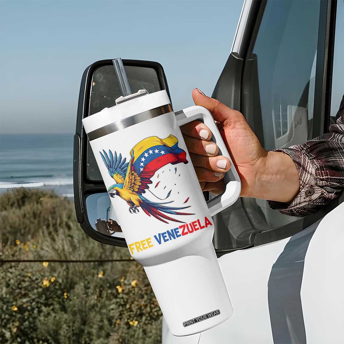 American Venezuela Support Freedom Tumbler With Handle Venezuelan Free TS12 Print Your Wear
