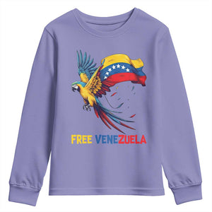 American Venezuela Support Freedom Youth Sweatshirt Venezuelan Free TS12 Violet Print Your Wear