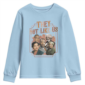 They Not Like Us Youth Sweatshirt African American History Leaders TS12 Light Blue Print Your Wear