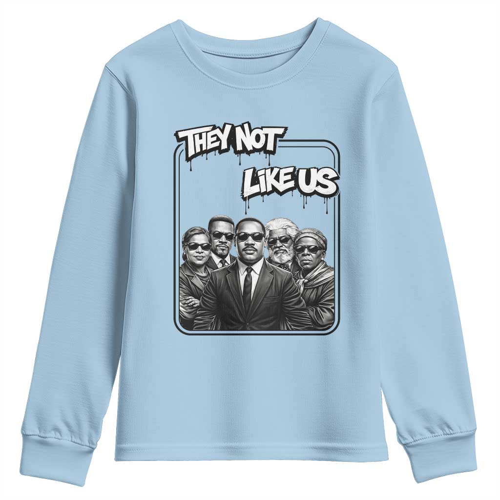 Vintage African American Heroes Youth Sweatshirt They Not Like Us TS12 Light Blue Print Your Wear