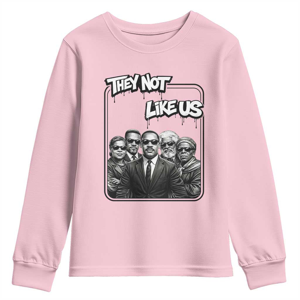 Vintage African American Heroes Youth Sweatshirt They Not Like Us TS12 Light Pink Print Your Wear