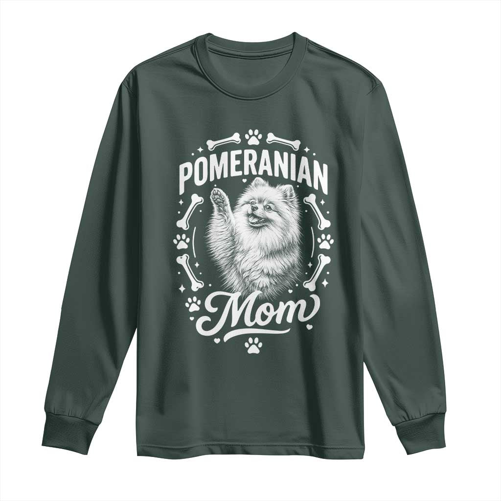 Vintage Pom Dog Mom Long Sleeve Shirt Pomeranian Lover Gift TS12 Dark Forest Green Print Your Wear