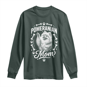 Vintage Pom Dog Mom Long Sleeve Shirt Pomeranian Lover Gift TS12 Dark Forest Green Print Your Wear