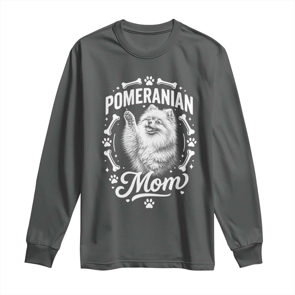 Vintage Pom Dog Mom Long Sleeve Shirt Pomeranian Lover Gift TS12 Dark Heather Print Your Wear
