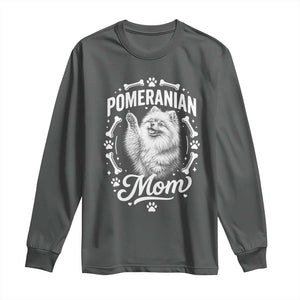 Vintage Pom Dog Mom Long Sleeve Shirt Pomeranian Lover Gift TS12 Dark Heather Print Your Wear